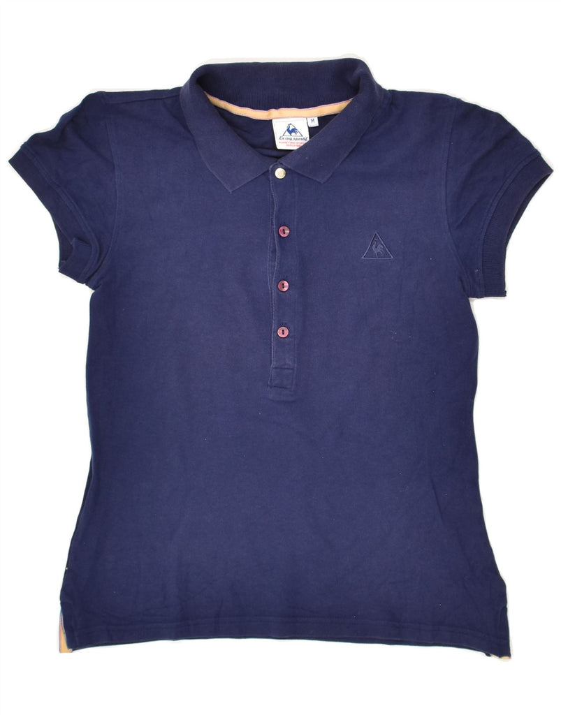 VINTAGE Womens Polo Shirt UK 12 Medium Navy Blue Cotton | Vintage Vintage | Thrift | Second-Hand Vintage | Used Clothing | Messina Hembry 