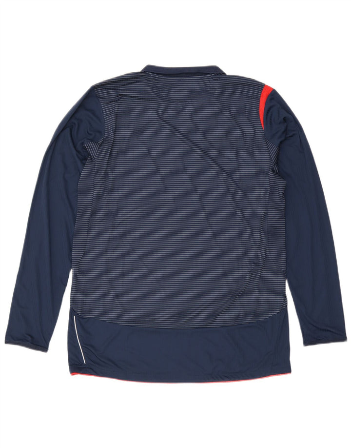 Umbro Mens Top Long Sleeve Medium Navy Blue Striped Polyester