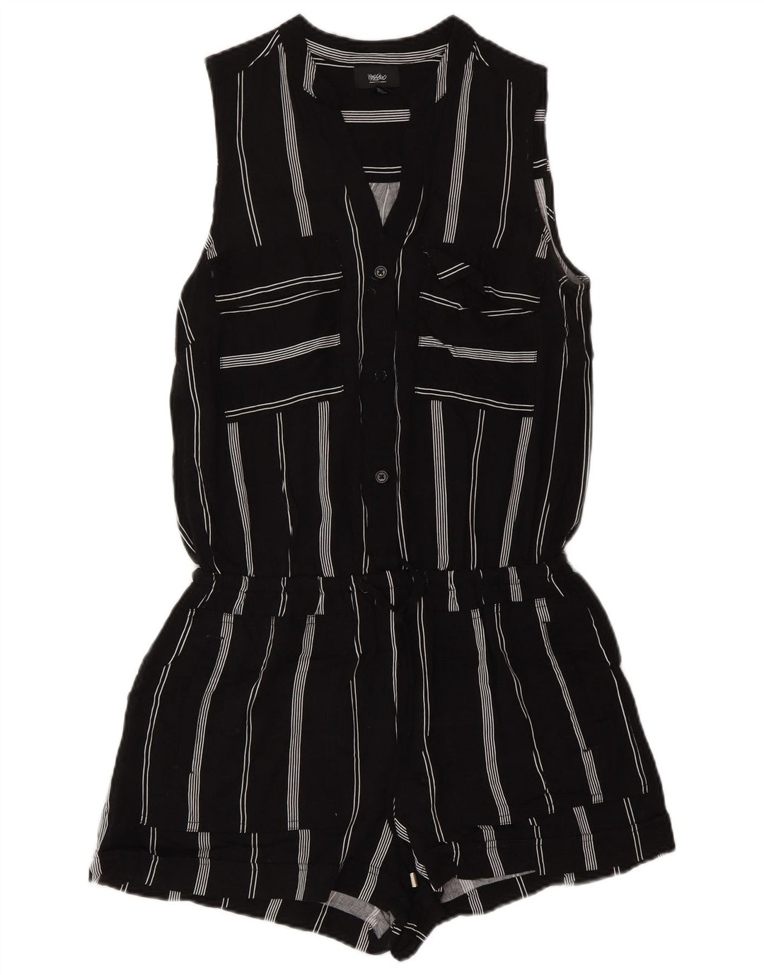 Mossimo Womens Sleeveless Playsuit UK 6 XS Black Striped Rayon