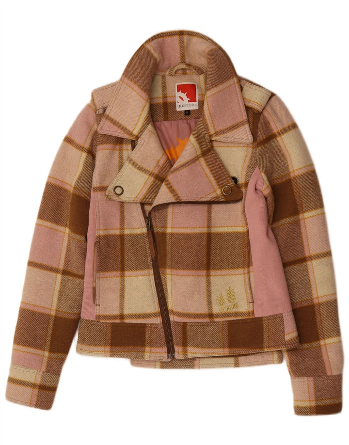 Womens Short Overcoat UK 10 Small Multicoloured Check Acrylic