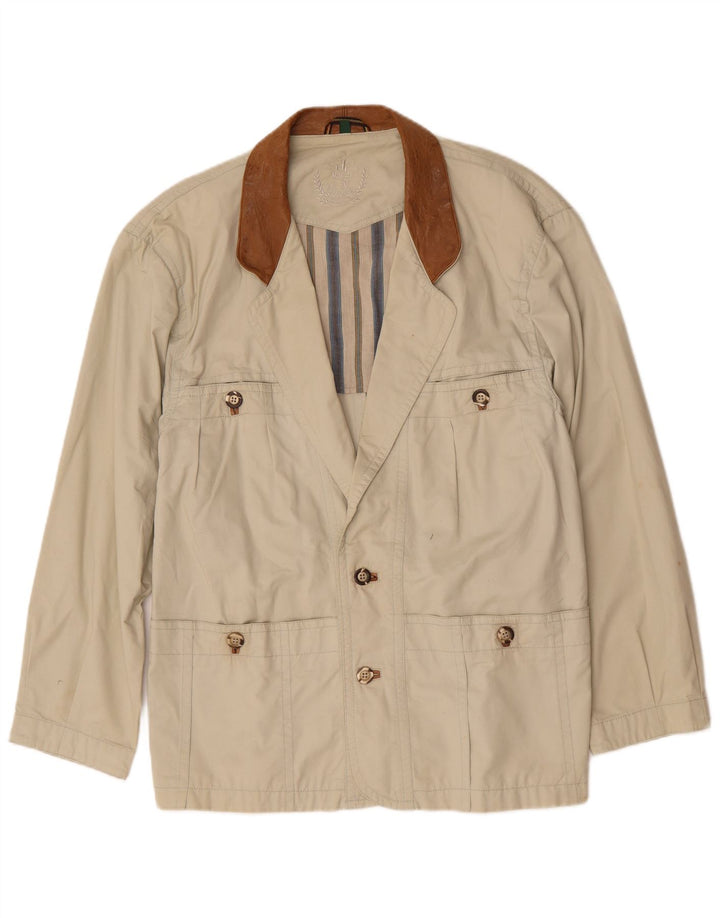 Vintage Mens Utility Jacket UK 40 Large Beige Cotton
