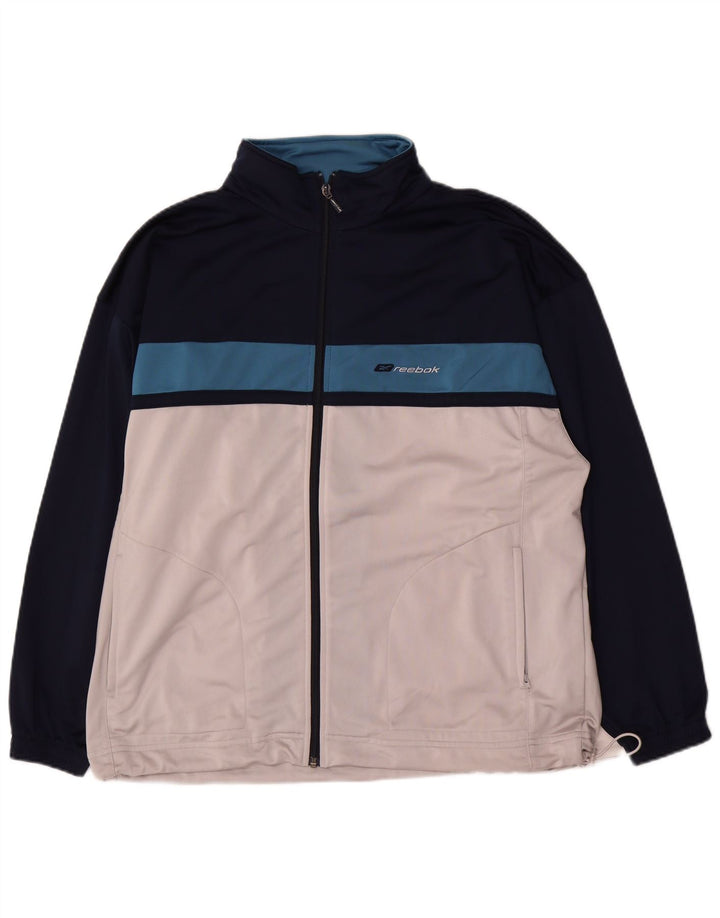 Reebok Mens Loose Fit Tracksuit Top Jacket Small White Colourblock