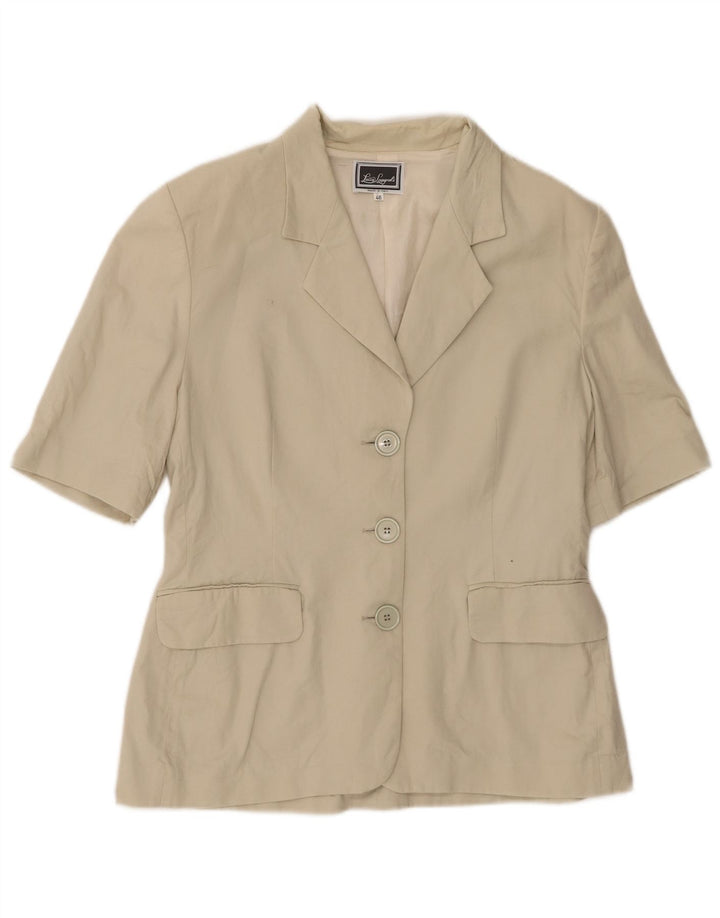 Luisa Spagnoli Womens Short Sleeve 3 Button Blazer Jacket IT 46 Large Beige