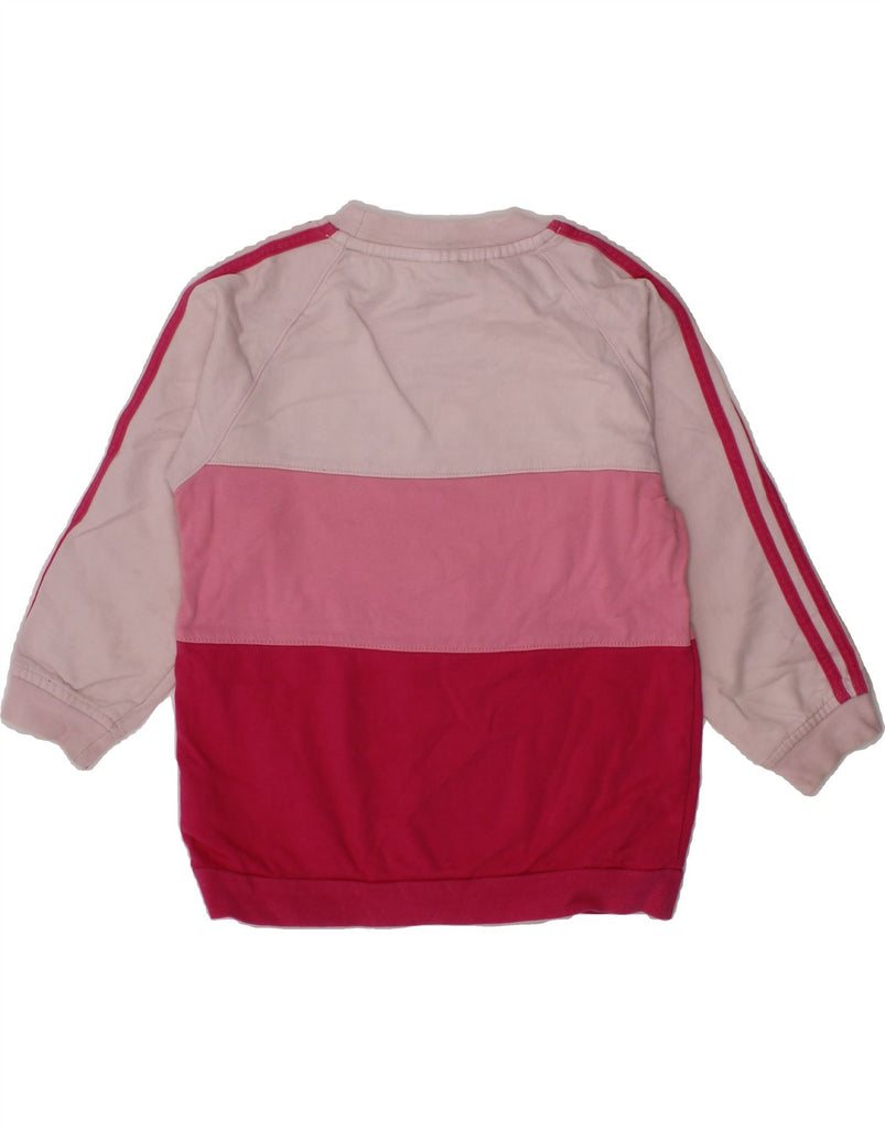 ADIDAS Girls Graphic Sweatshirt Jumper 2-3 Years Pink Colourblock Cotton Vintage Adidas and Second-Hand Adidas from Messina Hembry 