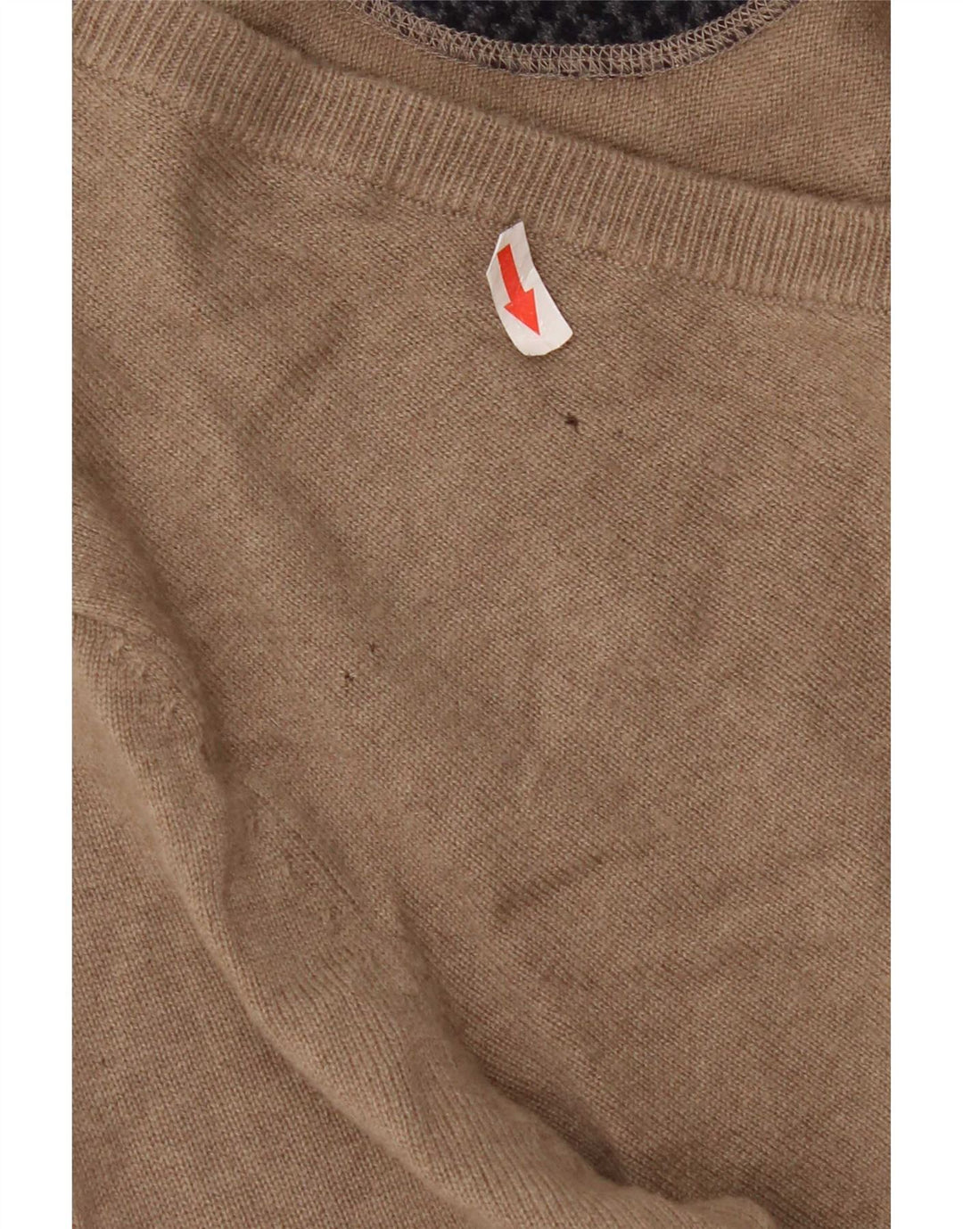 Boggi Mens V-Neck Jumper Sweater Small Beige Wool