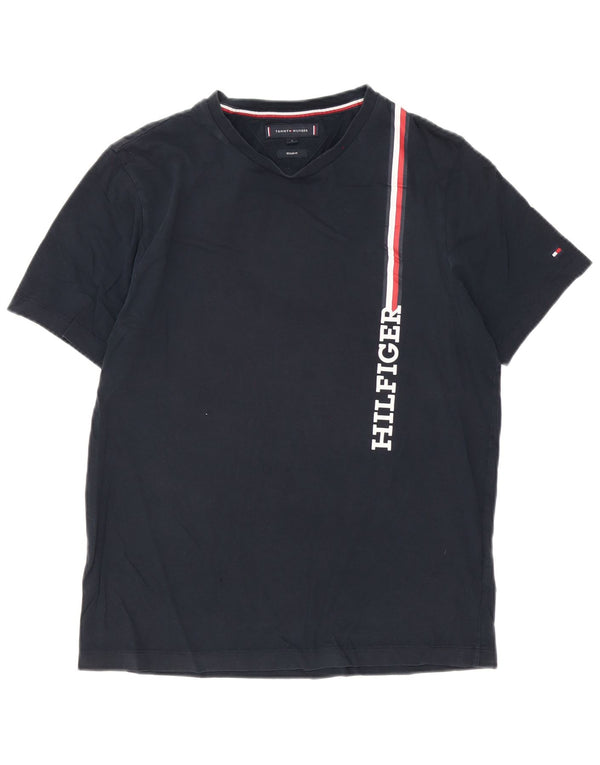 Tommy Hilfiger Mens Regular Fit Graphic T-Shirt Top Small Navy Blue Striped
