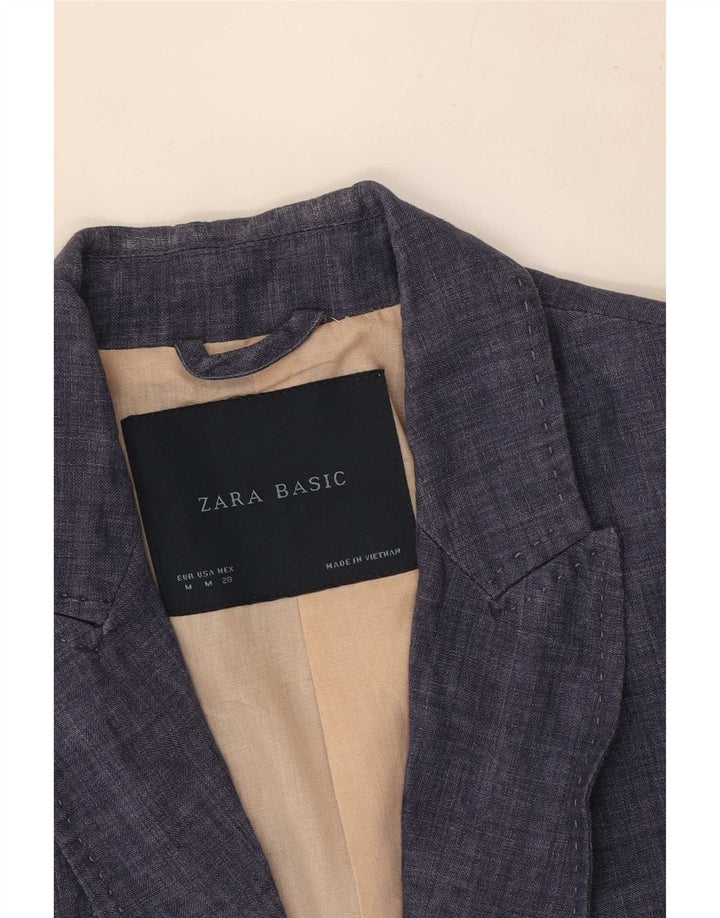 Zara Womens 1 Button Blazer Jacket UK 12 Medium Navy Blue