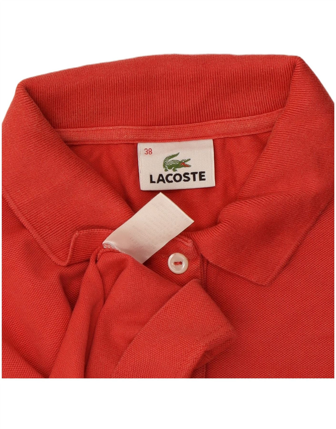 Lacoste Womens Polo Shirt Size 38 Medium Red Cotton