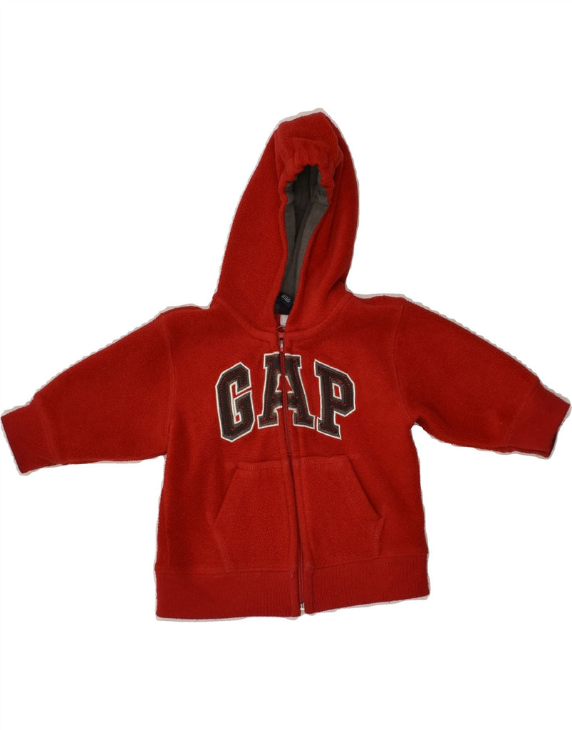 GAP Baby Boys Graphic Fleece Zip Hoodie Sweater 6-9 Months Red Polyester | Vintage Gap | Thrift | Second-Hand Gap | Used Clothing | Messina Hembry 