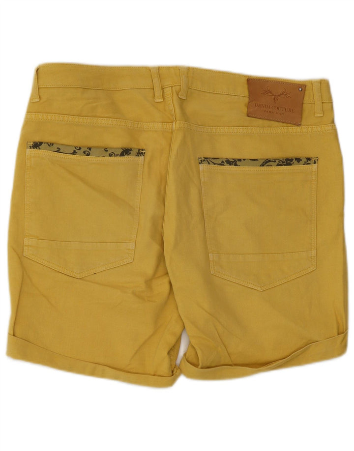 Zara Mens Denim Shorts EU 44 Large W34 Yellow Cotton