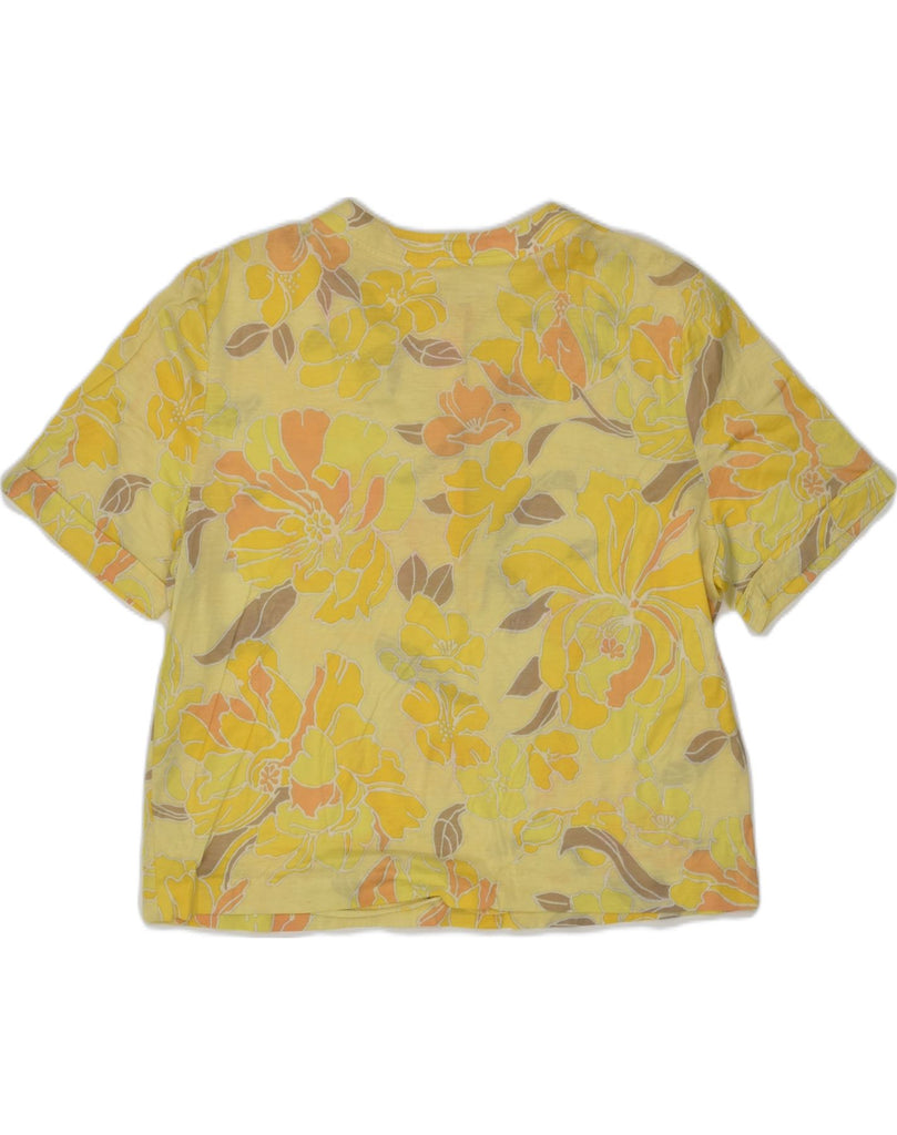 VINTAGE Womens Blouse Top UK 14 Large Yellow Floral Cotton | Vintage Vintage | Thrift | Second-Hand Vintage | Used Clothing | Messina Hembry 