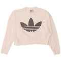 ADIDAS Womens Oversized Crop Graphic Sweatshirt Jumper UK 8 Small White