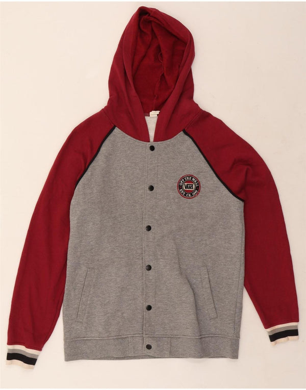 Vans Mens Hooded Tracksuit Top Jacket Small Red Colourblock Cotton