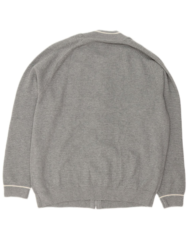 Marks & Spencer Mens Full Zip Cardigan Sweater 2XL Grey Cotton