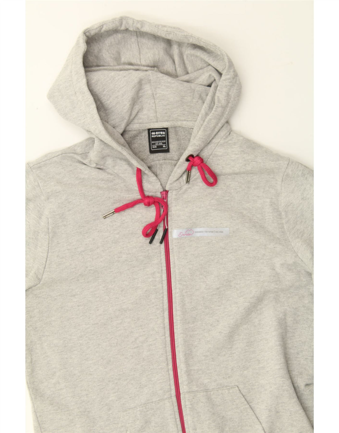 ERREA Womens Graphic Zip Hoodie Sweater UK 18 XL Grey Vintage Errea and Second-Hand Errea from Messina Hembry 
