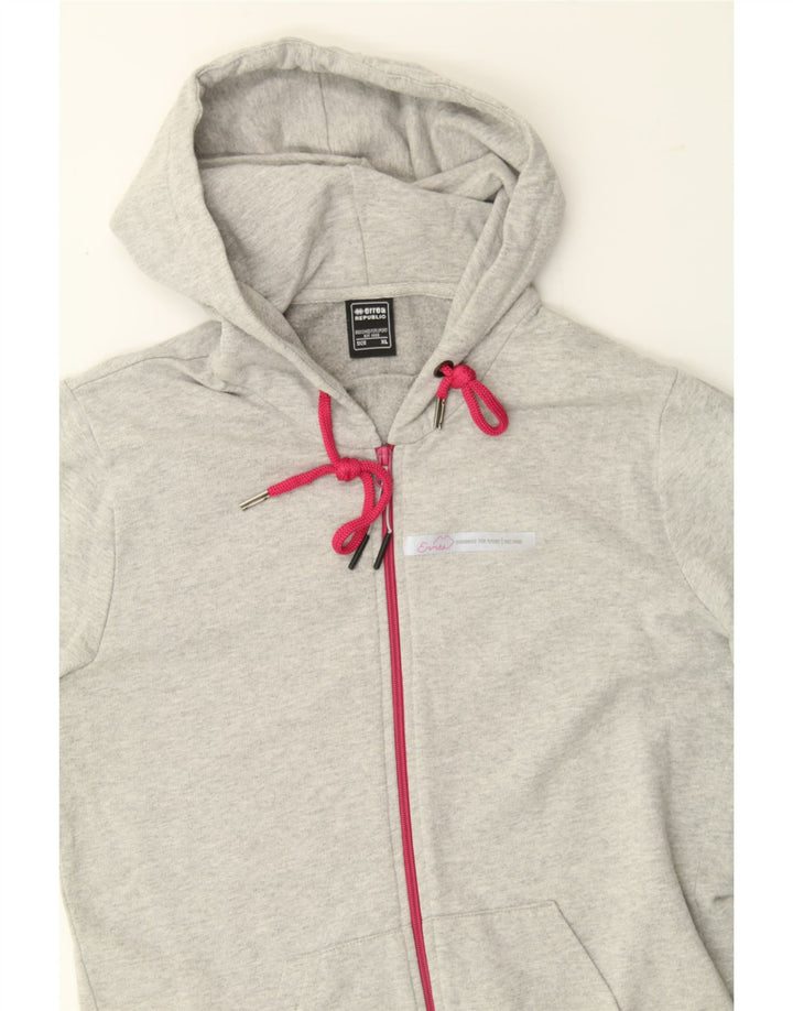 ERREA Womens Graphic Zip Hoodie Sweater UK 18 XL Grey Vintage Errea and Second-Hand Errea from Messina Hembry 
