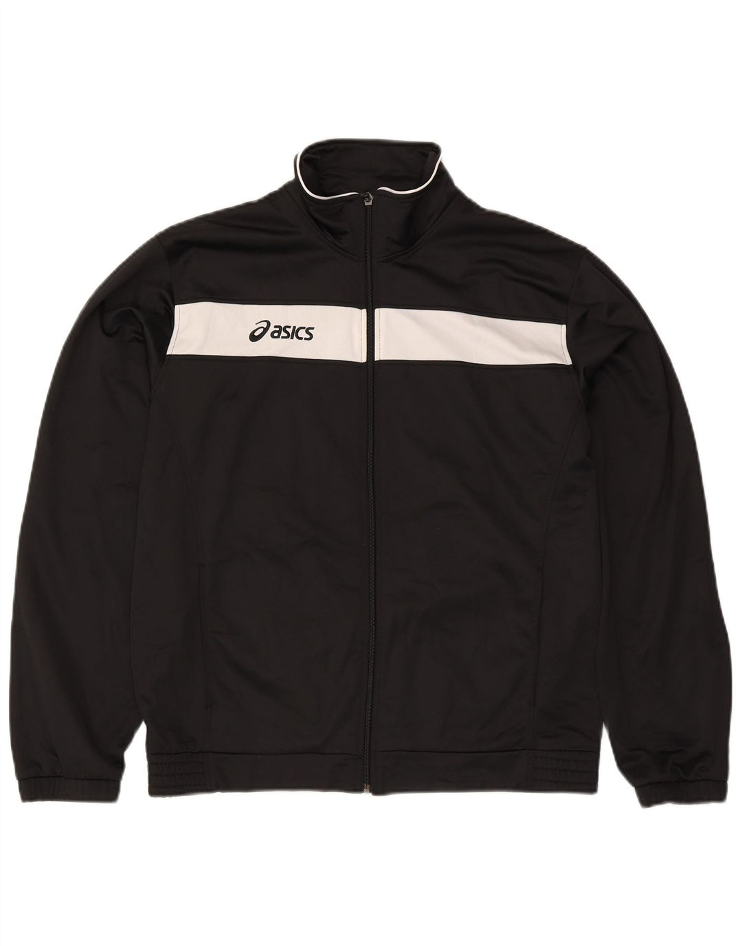 Asics Mens Graphic Tracksuit Top Jacket XL Black Colourblock Polyester