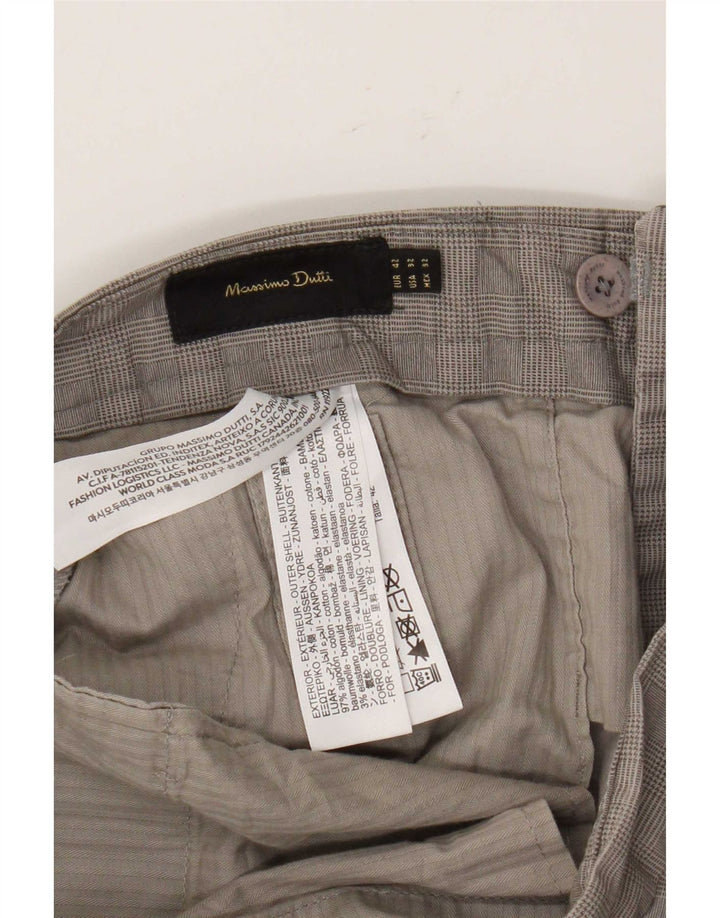 Massimo Dutti Mens Tapered Suit Trousers EU 42 Large W32 L29 Grey Check