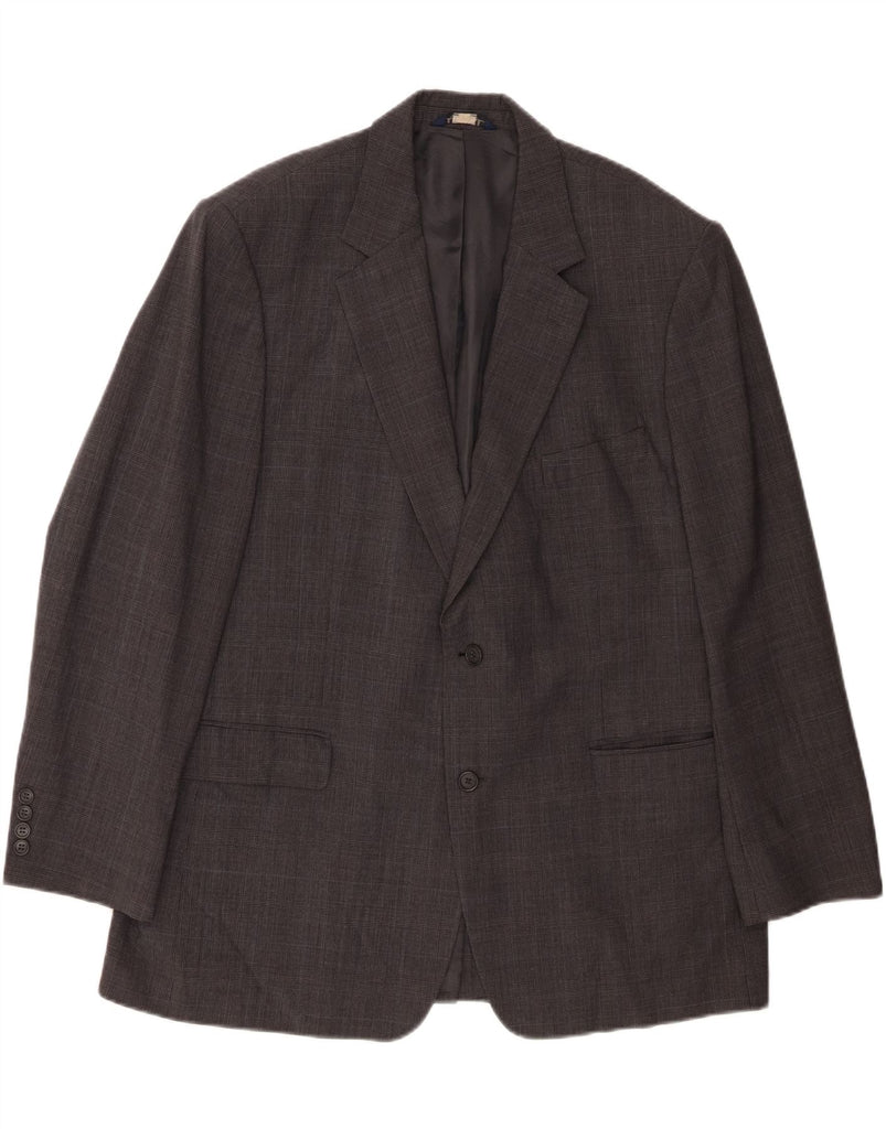 BROOKS BROTHERS Mens Stretch 2 Button Blazer Jacket UK 46 3XL Grey Wool Vintage Brooks Brothers and Second-Hand Brooks Brothers from Messina Hembry 