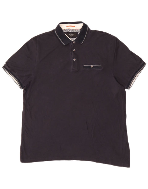 Ted Baker Mens Polo Shirt Size 4 Large Navy Blue Cotton