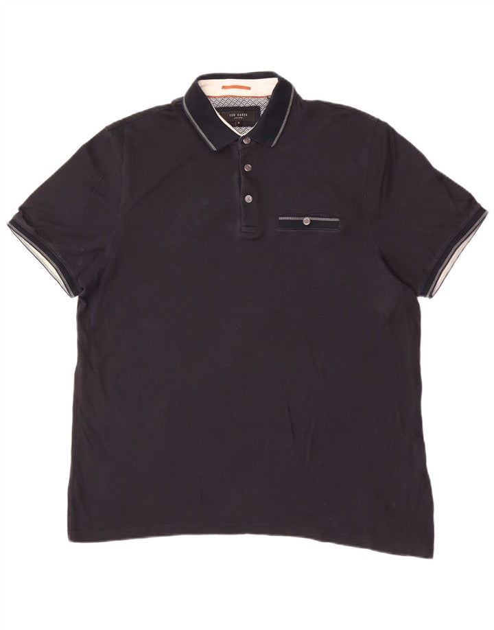 Ted Baker Mens Polo Shirt Size 4 Large Navy Blue Cotton