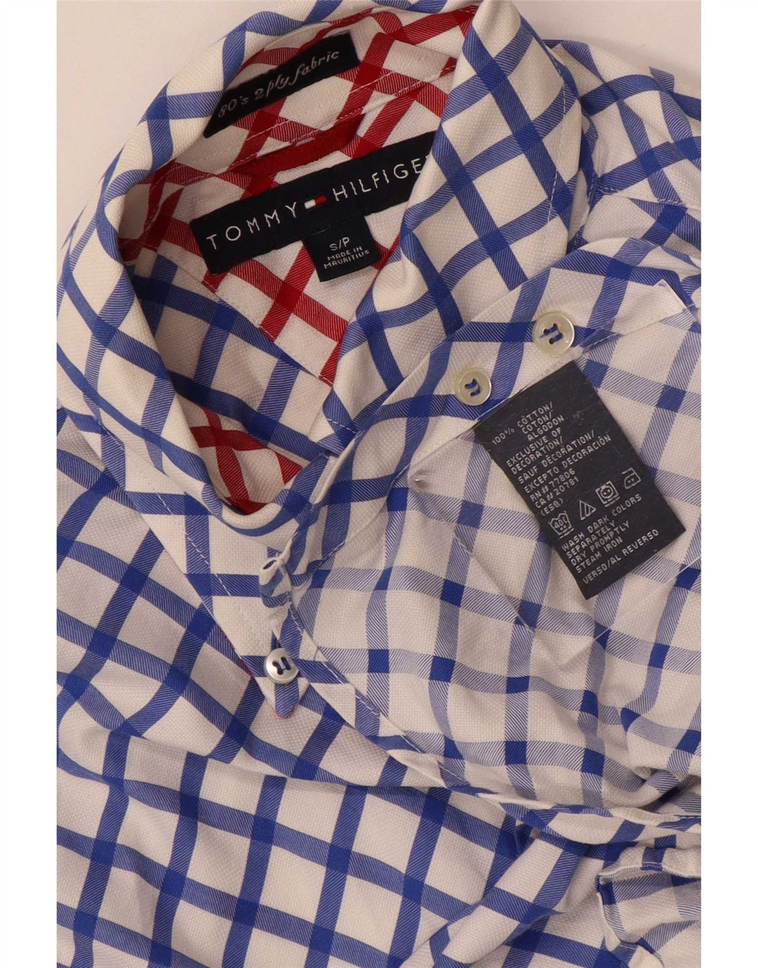 Tommy Hilfiger Mens Shirt Small Blue Geometric Cotton