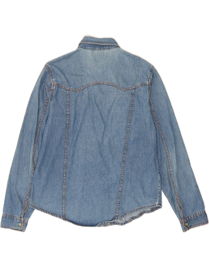 VINTAGE Womens Denim Shirt UK 14 Medium Blue Cotton Vintage Vintage and Second-Hand Vintage from Messina Hembry 