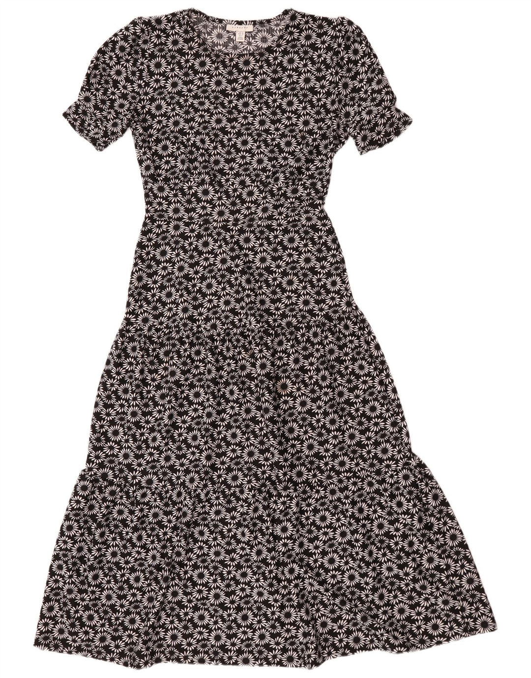 Topshop Womens Oversized Tiered Dress UK 10 Small Black Floral Polyester