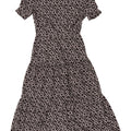 Topshop Womens Oversized Tiered Dress UK 10 Small Black Floral Polyester