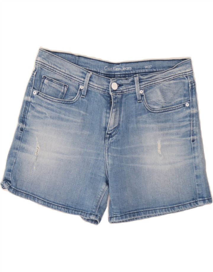 CALVIN KLEIN Womens Distressed Denim Shorts W27 Small Blue Cotton Vintage Calvin Klein and Second-Hand Calvin Klein from Messina Hembry 
