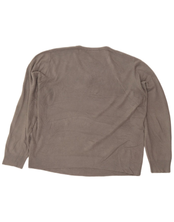 Marks & Spencer Mens V-Neck Jumper Sweater Large Grey Acrylic