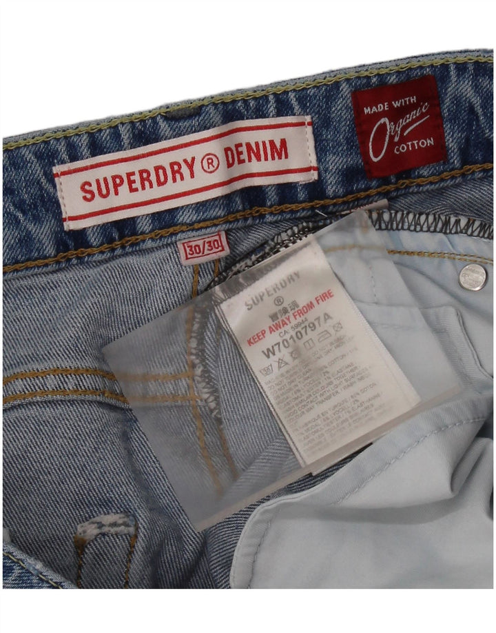 SUPERDRY Womens Distressed Bootcut Jeans W30 L30 Blue Cotton