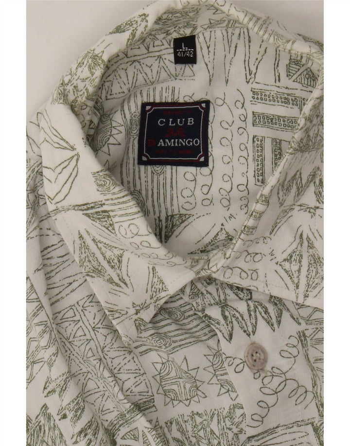 Club D'Amingo Mens Short Sleeve Shirt Size 41/42 Large Green Patchwork