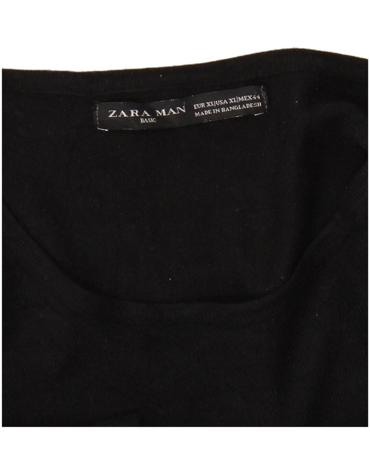 Zara Mens Crew Neck Jumper Sweater XL Black