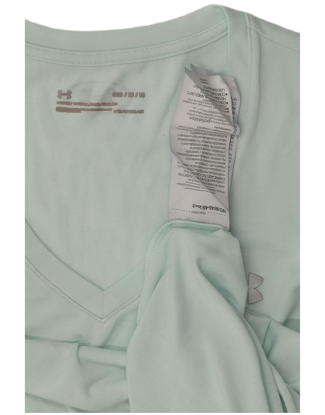 UNDER ARMOUR Womens Heat Gear T-Shirt Top UK 14 Medium Turquoise Polyester