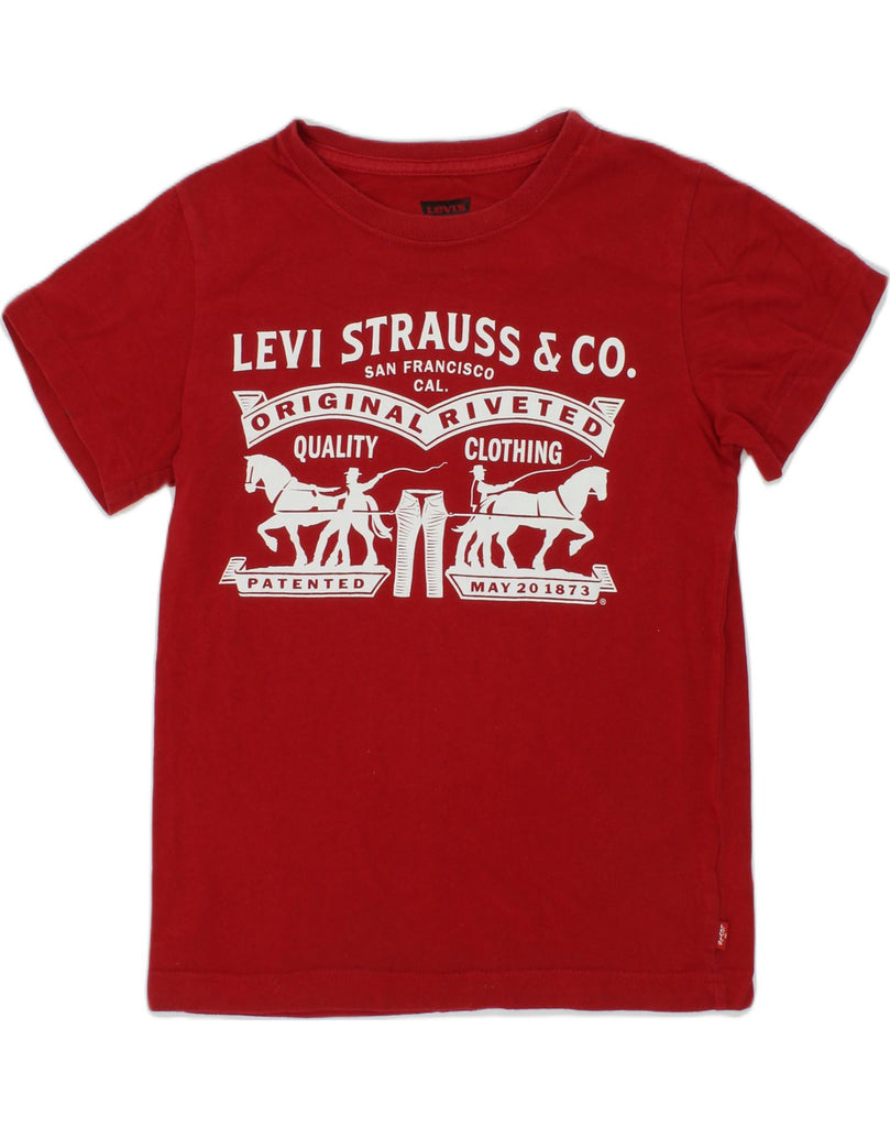 LEVI'S Boys Graphic T-Shirt Top 7-8 Years Medium Red Cotton | Vintage Levi's | Thrift | Second-Hand Levi's | Used Clothing | Messina Hembry 