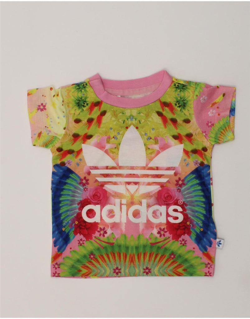 ADIDAS Baby Girls Graphic T-Shirt Top 0-3 Months Multicoloured Polyester | Vintage Adidas | Thrift | Second-Hand Adidas | Used Clothing | Messina Hembry 