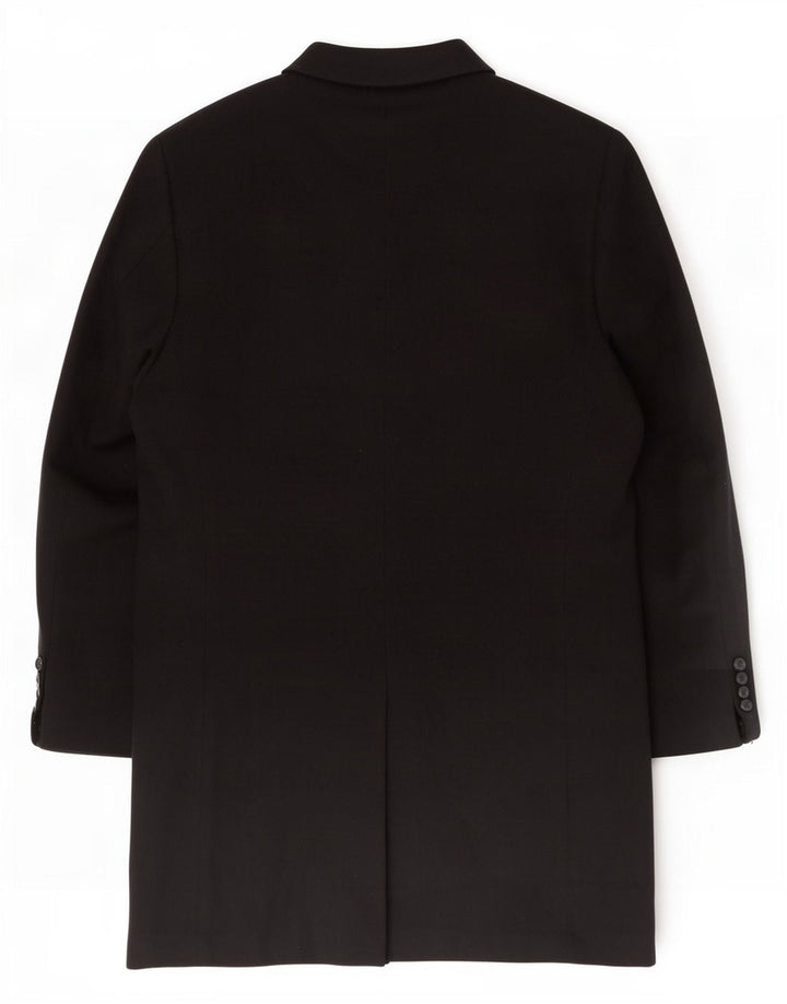 Pierre Cardin Mens Overcoat IT 54 2XL Black Wool