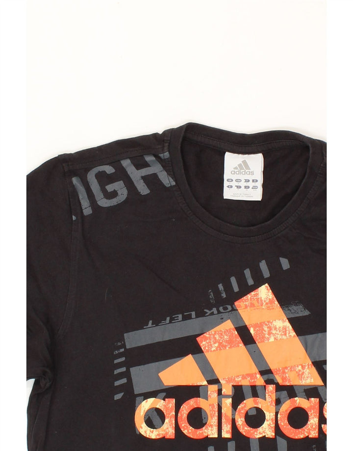 ADIDAS Mens Graphic T-Shirt Top Small Black Cotton Vintage Adidas and Second-Hand Adidas from Messina Hembry 