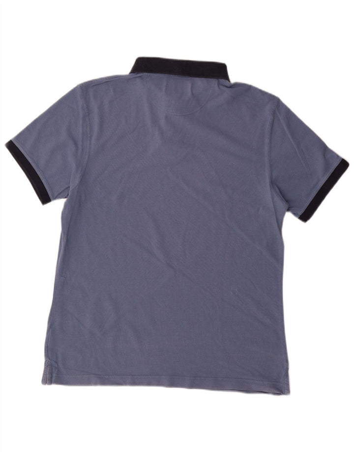 BARBOUR Mens Polo Shirt Large Blue Cotton