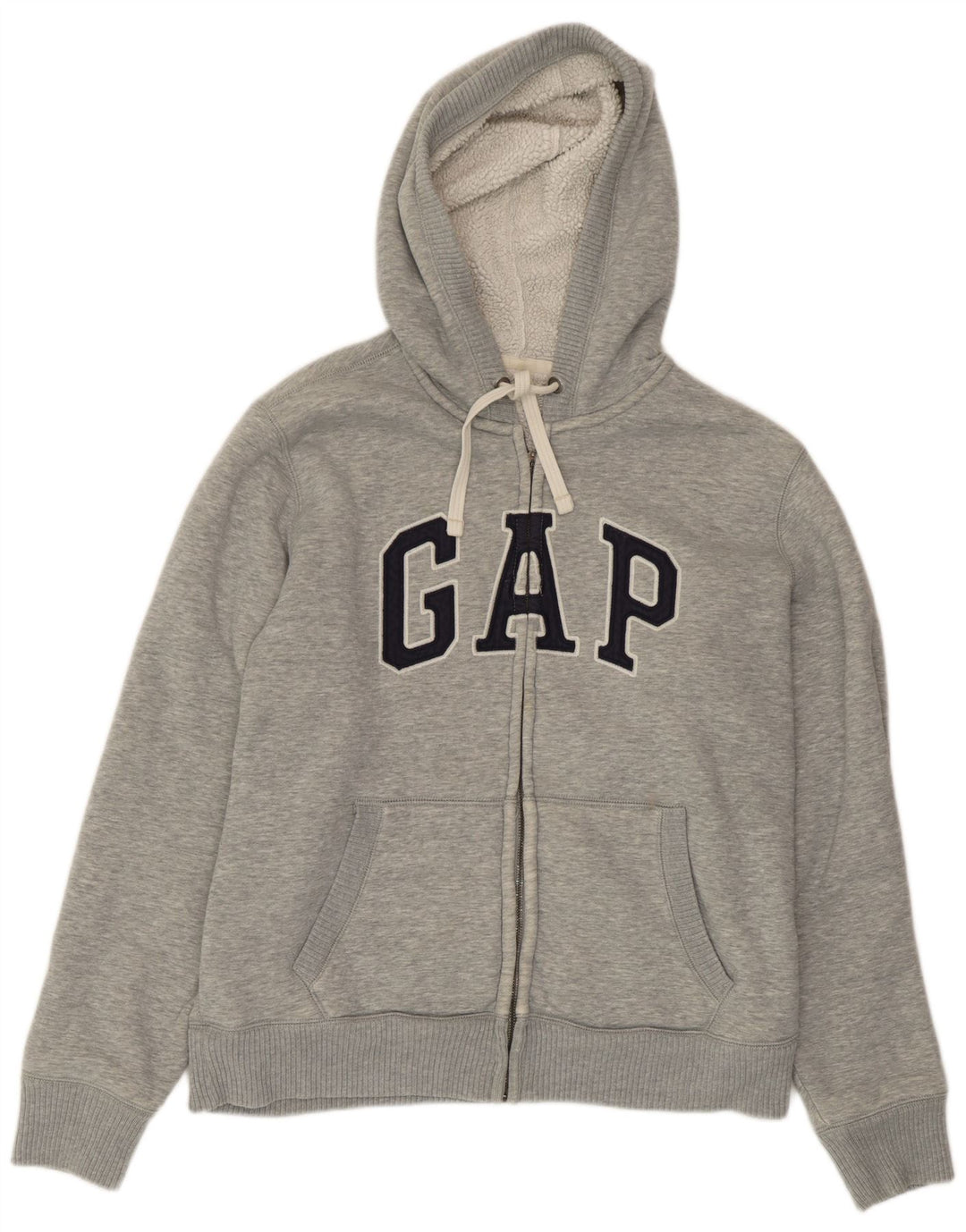 Gap Mens Graphic Zip Hoodie Sweater Large Grey Cotton