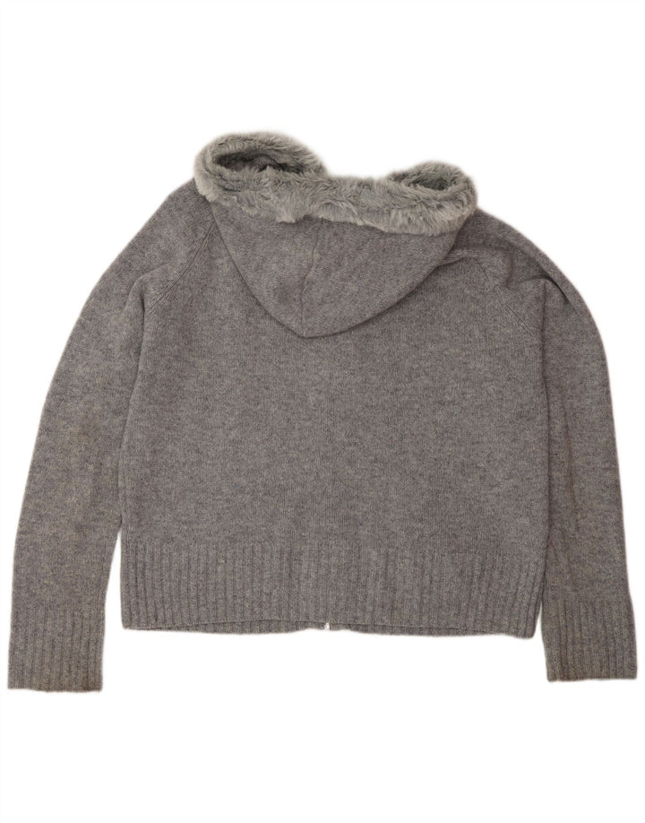 Marks & Spencer Womens Hooded Cardigan Sweater UK 16 Large Grey