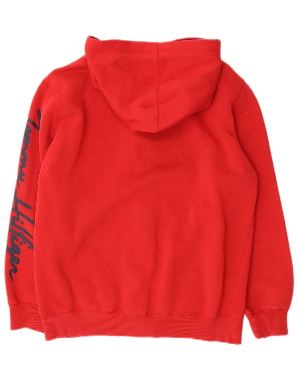 Tommy Hilfiger Boys Graphic Zip Hoodie Sweater 15-16 Years Large Red Cotton