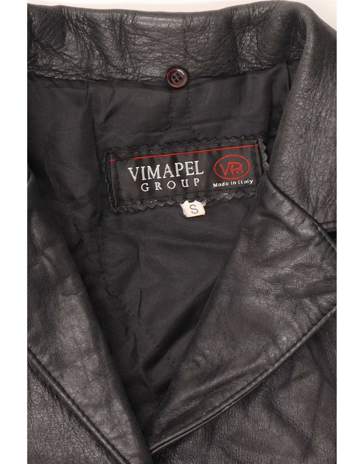 Vimapel Womens Leather Coat UK 10 Small Black Classic