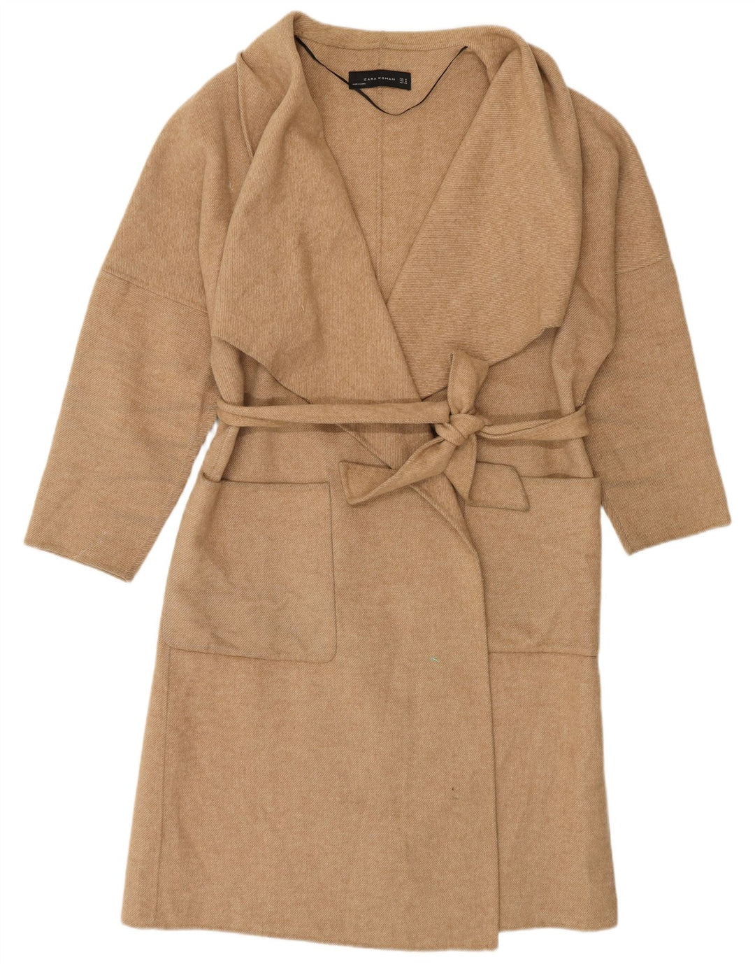 Zara Womens Oversized Overcoat UK 14 Medium Beige Wool