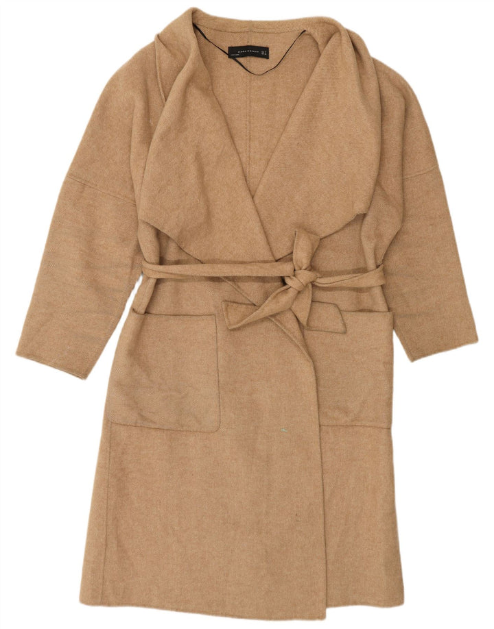 Zara Womens Oversized Overcoat UK 14 Medium Beige Wool