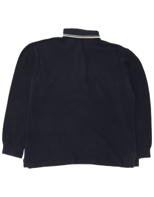 Fred Perry Mens Long Sleeve Polo Shirt Medium Navy Blue Cotton
