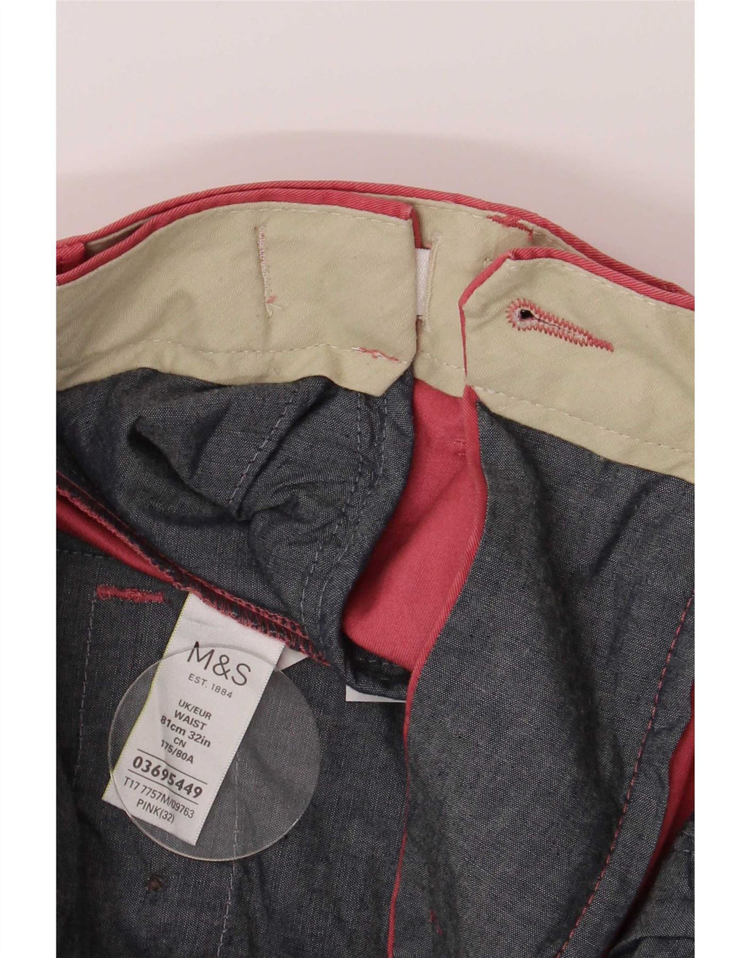 Marks & Spencer Mens Regular Fit Chino Shorts W32 Medium Pink Cotton