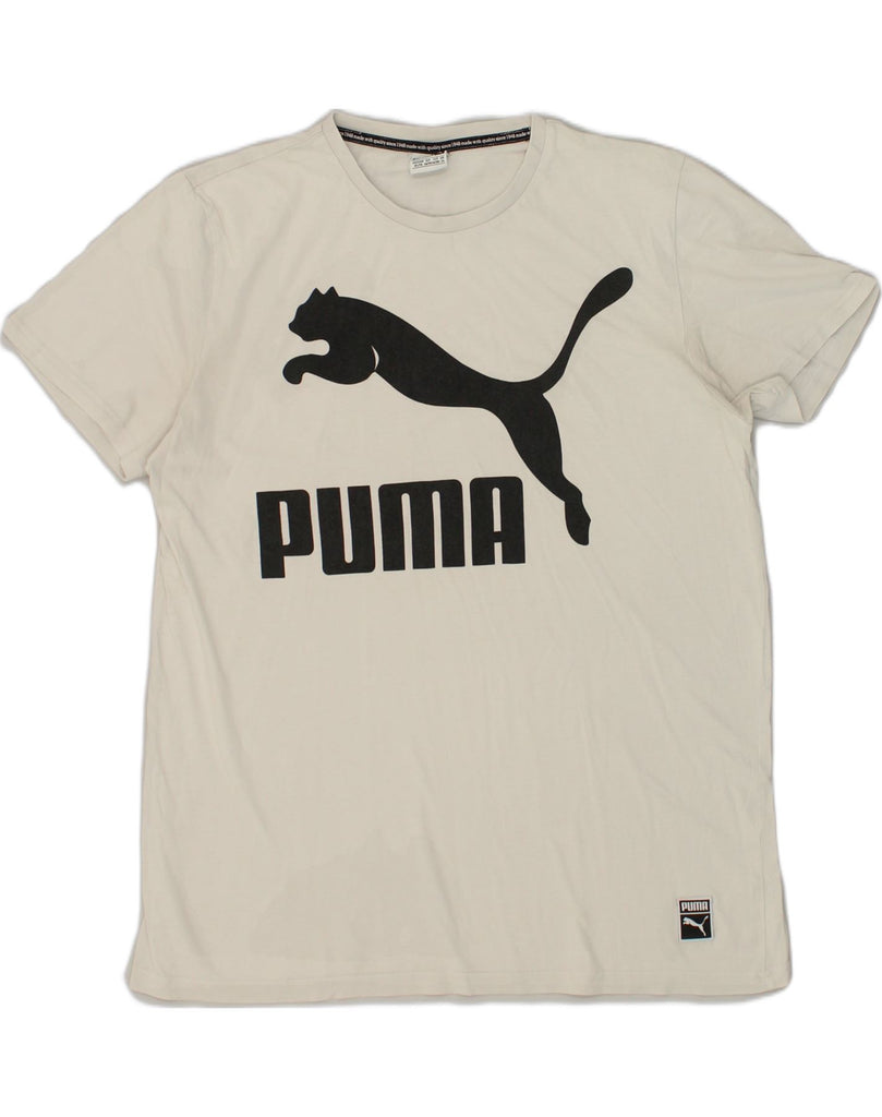 PUMA Mens Graphic T-Shirt Top XL Off White Cotton | Vintage Puma | Thrift | Second-Hand Puma | Used Clothing | Messina Hembry 