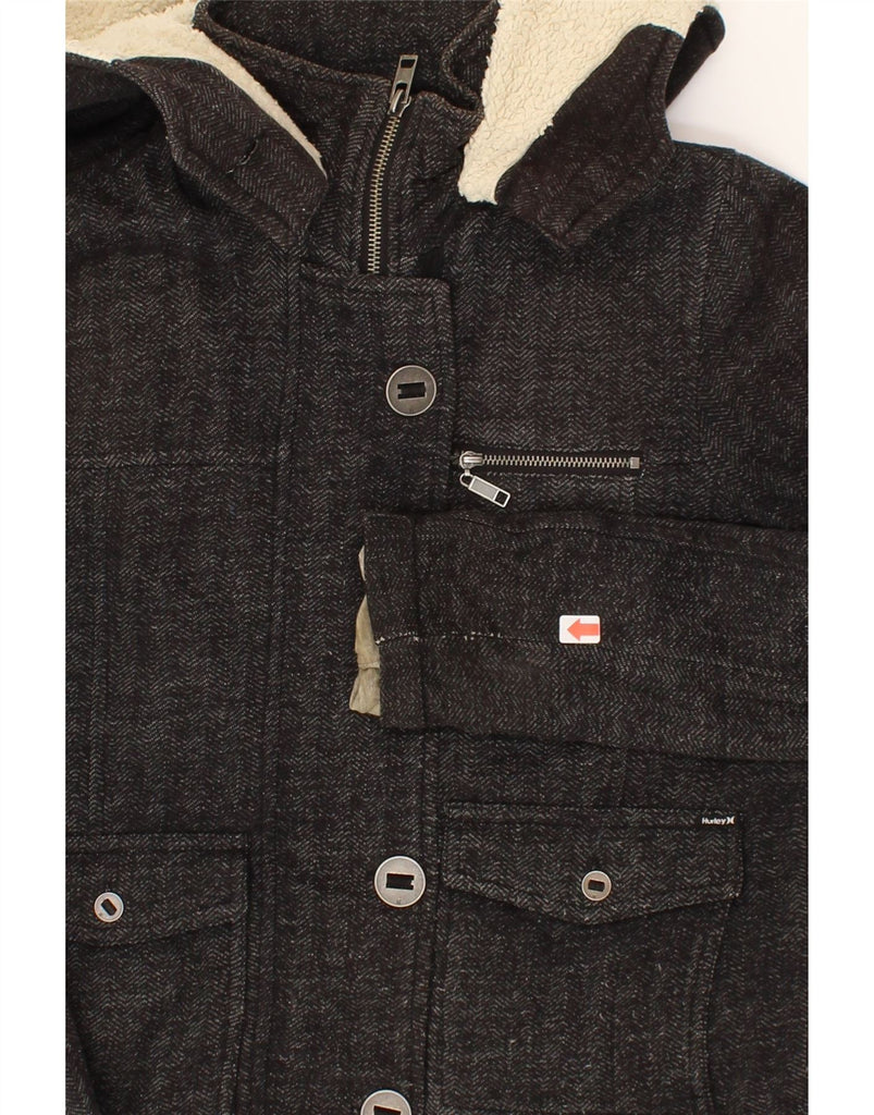 HURLEY Womens Hooded Bomber Jacket UK 6 XS Grey Flecked Cotton Vintage Hurley and Second-Hand Hurley from Messina Hembry 